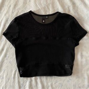 Garage black mesh crop top